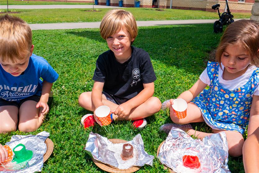 Students make volcanoes